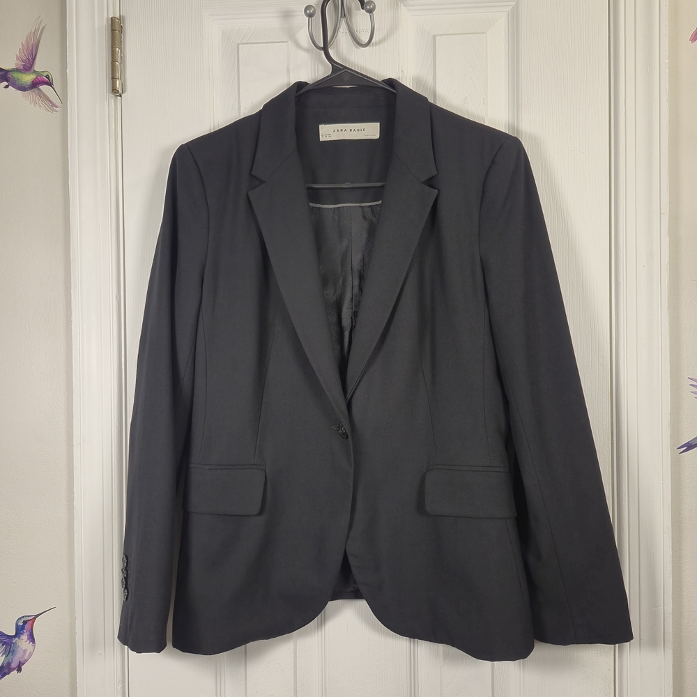 Zara Basic Tailored Black Single Breasted Blazer … - image 2